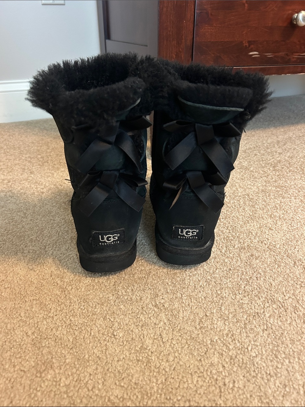 UGG black double bow back classic boots
